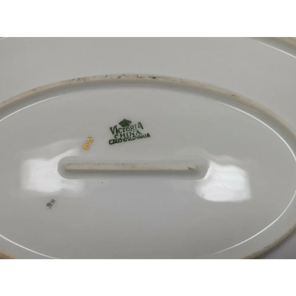 Vtg 1930's Victoria Ivory China Czechoslovakia Two Platters & Oven China Bowl